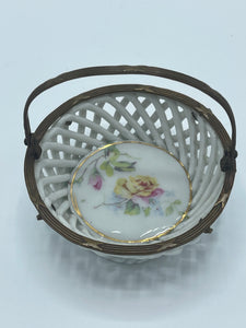 Porcelain & Brass Miniature Basket
