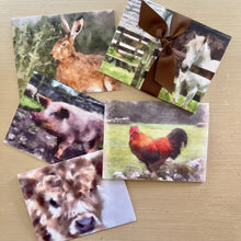 Load image into Gallery viewer, Celtic Farm Art Folding Notecard Set - Irish Farm Animal Card Set of 5
