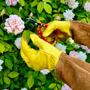 Long Garden Gloves - Rose Pruning Gloves (Soft Cowhide) - The Celtic Farm