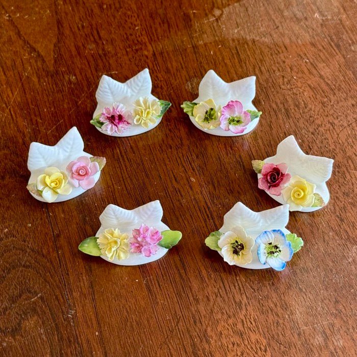 Vintage Coalport Flower Place Card Holders | Bone China – The