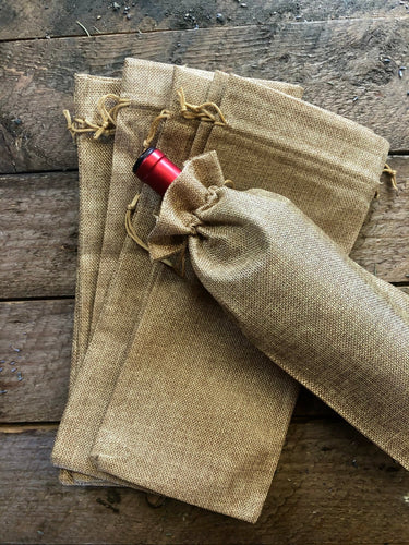 Burlap wine gift bags