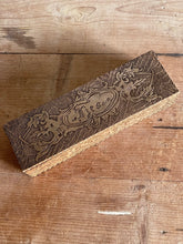 Load image into Gallery viewer, Antique Pyrography Tie Box (1890-1910) - Wooden Box with Brass Hinges