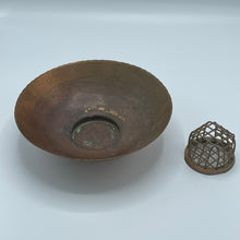Load image into Gallery viewer, 1930s Vintage FloralArt Solid Copper Flower Bowl with Frog