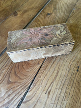 Load image into Gallery viewer, Antique Pyrography Box (1890-1910) - Wooden Box with Brass Hinges