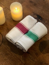 Load image into Gallery viewer, Christmas Striped Cotton Kitchen Red and Green Towel Set (6) - High Weight Cotton Dish Towel Set with Herringbone Weave