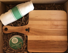 Load image into Gallery viewer, Gardening Gift Box - Garden to Table (Charcuterie Board, Kitchen Towel and Salve) - The Celtic Farm