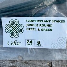 Load image into Gallery viewer, 24" Plant Stakes – 6 - Pack Green Metal Plant Support Stake for Garden Plants, Flowers &amp; Vegetables - The Celtic Farm