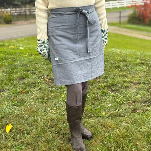 Provence Blue Linen Apron with Wraparound Tie