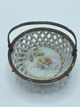 Load image into Gallery viewer, Porcelain &amp; Brass Miniature Basket