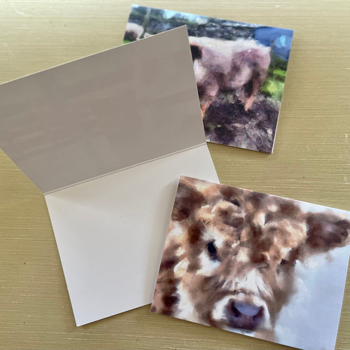 Celtic Farm Art Folding Notecard Set - Irish Farm Animal Card Set of 5