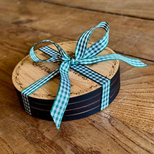 Load image into Gallery viewer, Garden Wisdom Coasters | American Maple + Green Gingham Ribbon | Set of 4 - The Celtic Farm