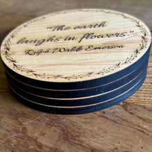 Load image into Gallery viewer, Garden Wisdom Coasters | American Maple + Green Gingham Ribbon | Set of 4 - The Celtic Farm