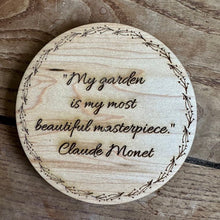 Load image into Gallery viewer, Garden Wisdom Coasters | American Maple + Green Gingham Ribbon | Set of 4 - The Celtic Farm