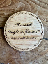 Load image into Gallery viewer, Garden Wisdom Coasters | American Maple + Green Gingham Ribbon | Set of 4 - The Celtic Farm