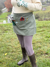 Load image into Gallery viewer, Hunter Green Waxed Canvas Half Apron with Real Leather Strap - The Celtic Farm