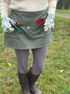 Hunter Green Waxed Canvas Half Apron with Real Leather Strap – The