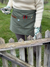 Load image into Gallery viewer, Hunter Green Waxed Canvas Half Apron with Real Leather Strap - The Celtic Farm