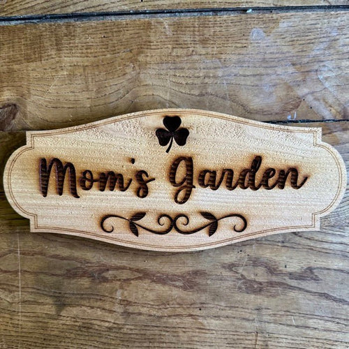 Mom's Garden Sign with Hummingbird - Made in USA with American Cedar - The Celtic Farm