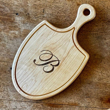 Load image into Gallery viewer, Personalized Charcuterie Board "Spade"– Handcrafted Maple or Walnut Serving Board with Monogram - The Celtic Farm