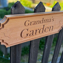 Load image into Gallery viewer, Personalized Garden Sign – Heritage Series Hummingbird Haven Redwood Sign (Made in USA) - The Celtic Farm