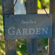 Load image into Gallery viewer, Personalized Slate Garden Sign – Slate Heritage Series with Leather Strap - The Celtic Farm