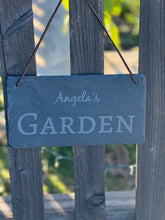 Load image into Gallery viewer, Personalized Slate Garden Sign – Slate Heritage Series with Leather Strap - The Celtic Farm