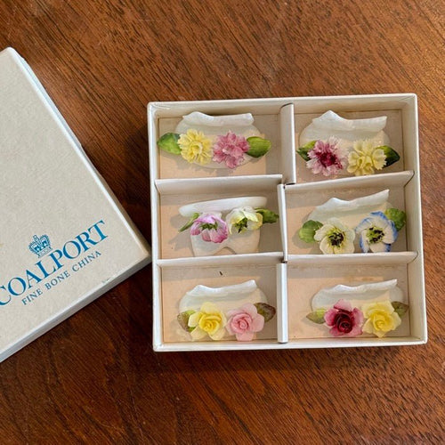 Vintage Coalport Flower Place Card Holders | Bone China - The Celtic Farm