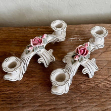Load image into Gallery viewer, Vintage Floral Porcelain Candelabra Set - The Celtic Farm