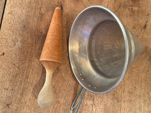 Vintage Sieve/Strainer & Wood Pestle - The Celtic Farm