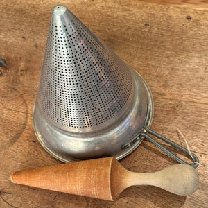 Vintage Sieve/Strainer & Wood Pestle - The Celtic Farm