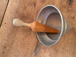 Vintage Sieve/Strainer & Wood Pestle - The Celtic Farm