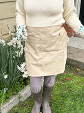 Load image into Gallery viewer, Waxed Canvas Half Apron — Khaki with Real Leather Strap - The Celtic Farm