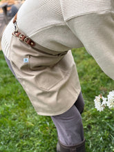 Load image into Gallery viewer, Waxed Canvas Half Apron — Khaki with Real Leather Strap - The Celtic Farm