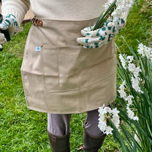 Load image into Gallery viewer, Waxed Canvas Half Apron — Khaki with Real Leather Strap - The Celtic Farm