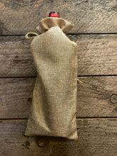 Load image into Gallery viewer, jute drawstring bag for wine and bottles