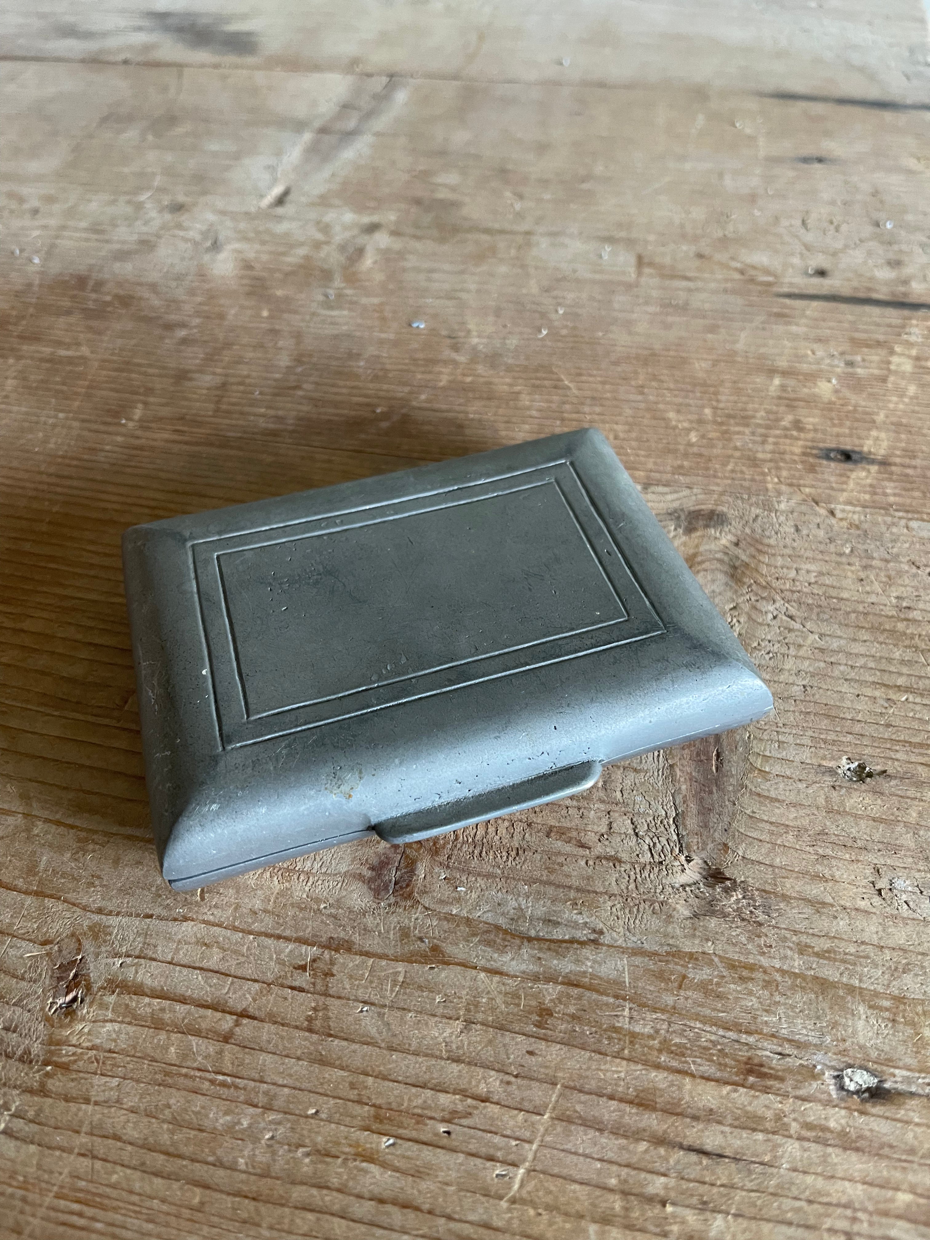 pewter cigarette case Vintage Trinket Box - Box Holder - HAGS Tin, Denmark ca 1930s.