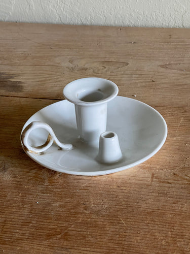 Porcelain Candle Holder with Match Holder