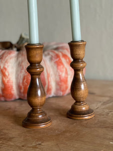 Vintage Light Wood Candle Holders