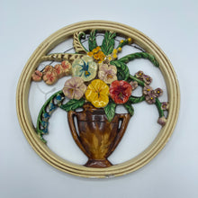 Load image into Gallery viewer, Vintage Chalkware Flower Plaque- Wall Hanging