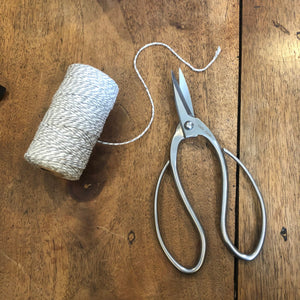 grey and white bakers twine