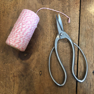 pink and white bakers twine