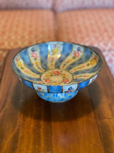 Load image into Gallery viewer, Belgian Metal Painted Floral Bowl (Footed)