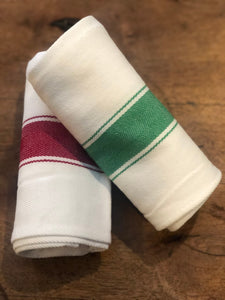 Christmas Striped Cotton Kitchen Red and Green Towel Set (6) - High Weight Cotton Dish Towel Set with Herringbone Weave