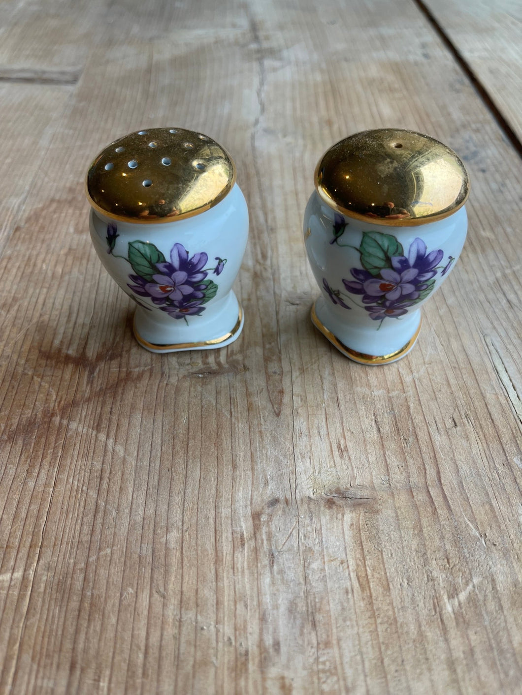 French Limoges Salt and Pepper Shakers with Flowers