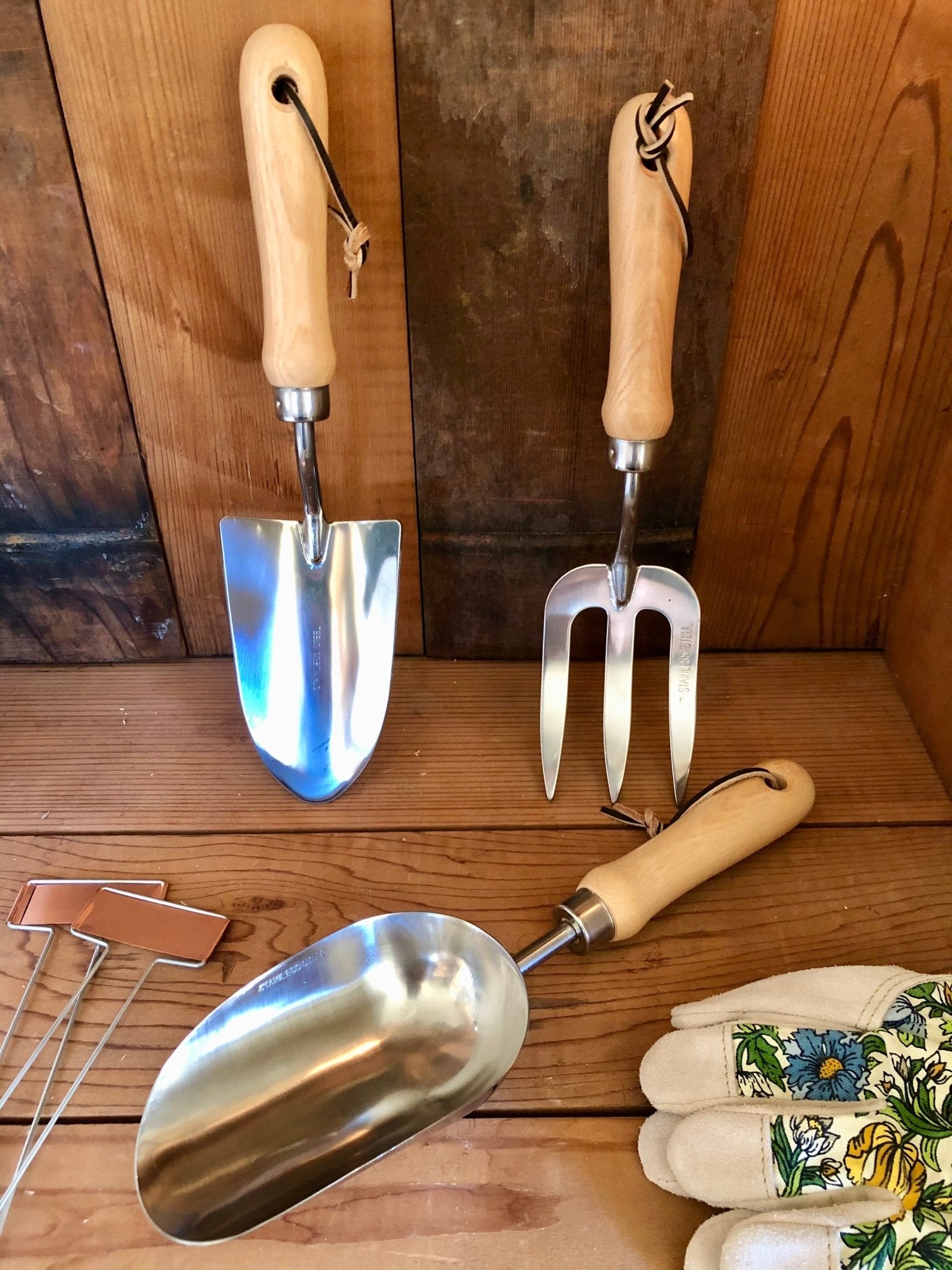wooden garden tool set Garden Hand Tool Set - Hardwood and Stainless