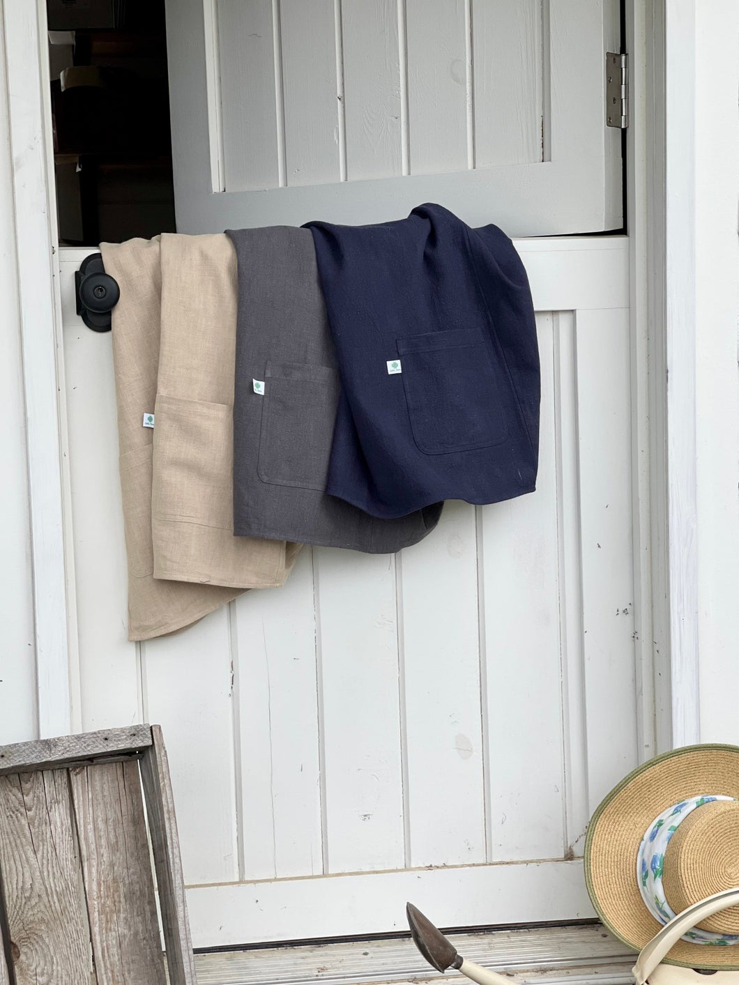 Linen Apron - French Style Crossback - The Celtic Farm