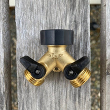 Load image into Gallery viewer, Two-way Brass Garden Hose Splitter - The Celtic Farm