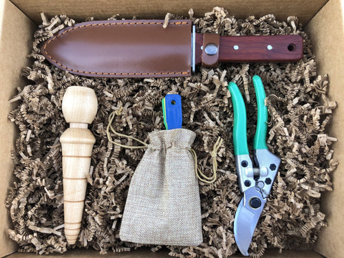 Ultimate Garden Gift Box - 4 Garden Tool Set (Hori Hori, Pruners, Dibbler and Garden Tool Sharpeners) Tool Kit - The Celtic Farm