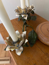 Load image into Gallery viewer, Vintage Floral Vine Candelabra - Metal Toleware Candle Centerpiece