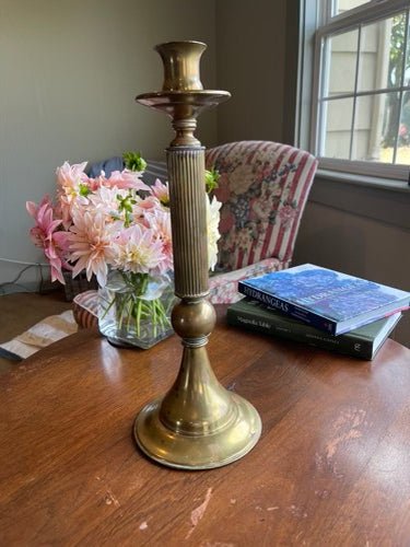 Vintage Tall Brass Candle Holder - The Celtic Farm